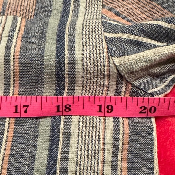 NWT Christopher & Banks Blouse Women's  Blue Striped 3/4 Sleeve V-neck - Picture 6 of 9